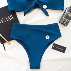 NWT! PINKCOLADA Midnight Teal bikini bottoms Sz SM